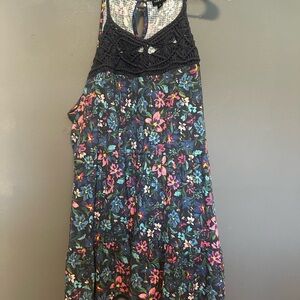 torrid Black Floral Crochet Yoke Tank Dress